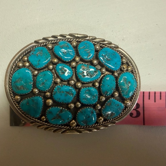 Sterling Silver & Turquoise Stone Belt Buckle